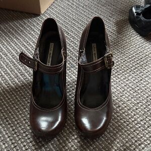 Via Spiga Dark Brown Mary Jane Heels